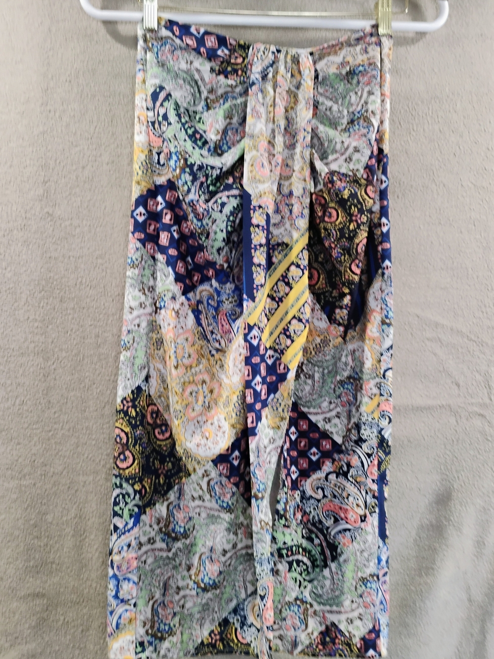 2/$15 Patchwork Paisley Maxi Skirt - Navy & Pastel Multicolor